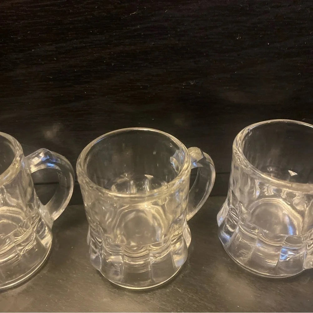 4 Vintage Federal Glass Miniature‎ Mug Shot Glass